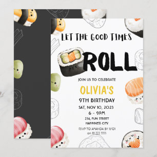 Kawaii Sushi Bra Times Roll Kids Vuxen Birthday Inbjudningar