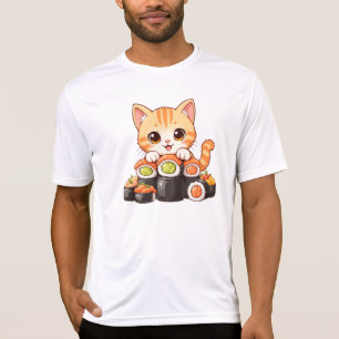 Kawaii Sushi Cat - Cute Tecknad Kitten Roll sushi T Shirt