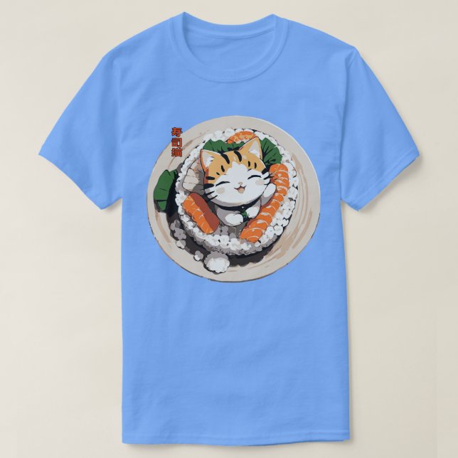 Kawaii Sushi Cat Design T Shirt (Design framsida)