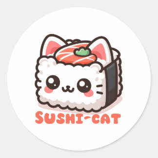 Kawaii Sushi-Cat Pun Runt Klistermärke