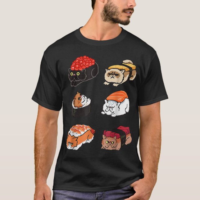 Kawaii Sushi Cats, Sömnig Sushi Kattunge_1 T Shirt (Framsida)