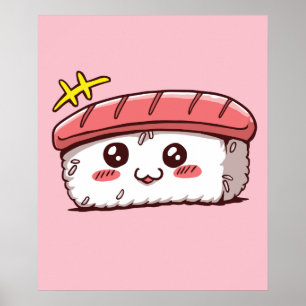 Kawaii Sushi Cute Japansk mat Poster