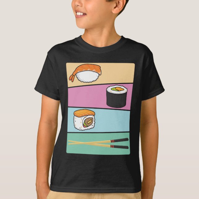 Kawaii Sushi Japansk Food Maki Nigiri Chopsticks T Shirt (Framsida)