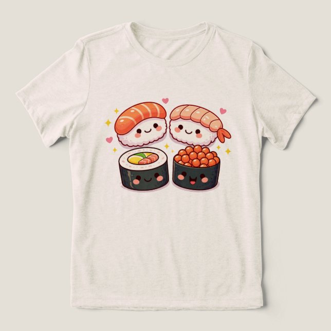 Kawaii Sushi Kärlek T Shirt (Design Framsida)