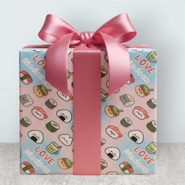 Kawaii Sushi Matcha Matmönster Ram Presentpapper (Skapare uppladdad)
