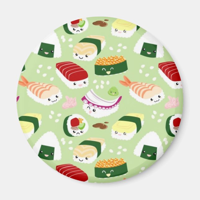Kawaii Sushi med ansikte Magnet (Framsidan)