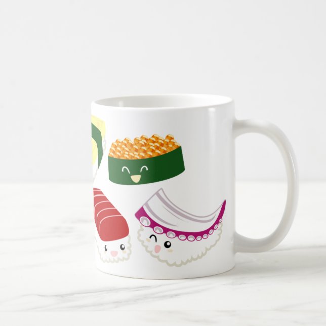 Kawaii Sushi med ansikten Kaffemugg (Höger)