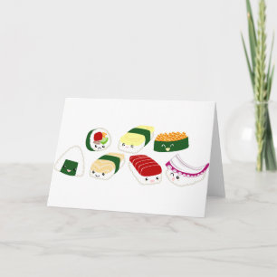 Kawaii Sushi med ansikten Kort