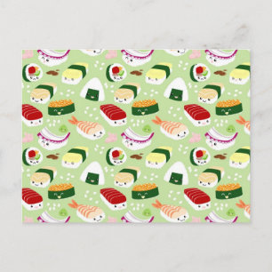 Kawaii Sushi med ansikten Vykort