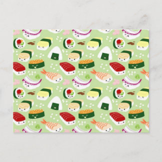 Kawaii Sushi med ansikten Vykort