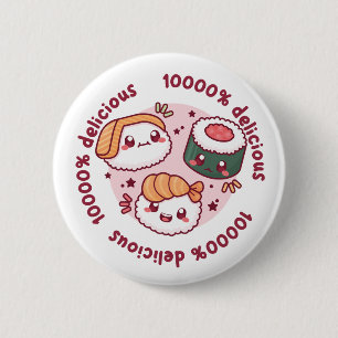 kawaii sushi med roliga citat för svarta älskare knapp