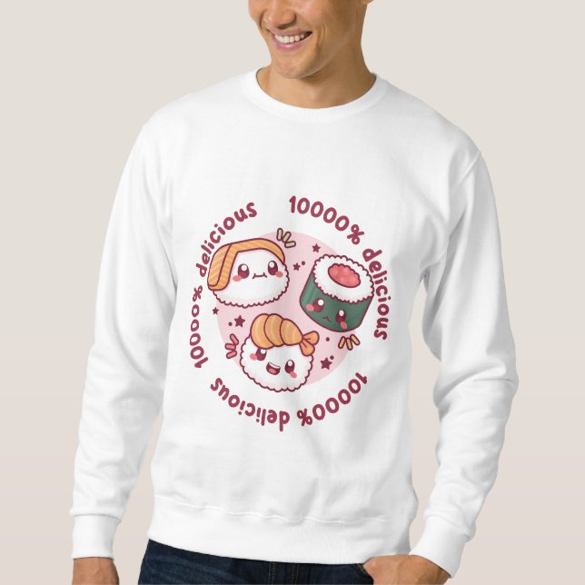 kawaii sushi med roliga citat för svarta älskare lång ärmad tröja (Framsida)