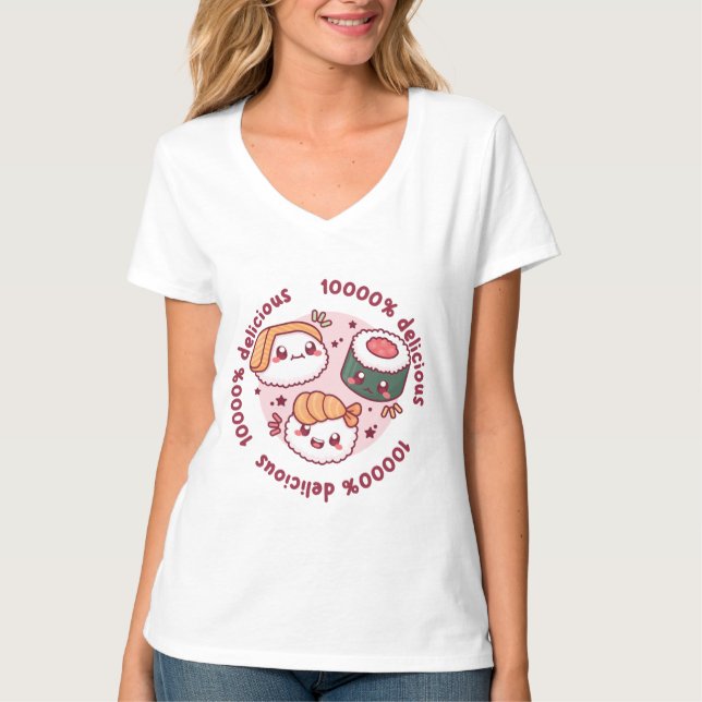 kawaii sushi med roliga citat för svarta älskare t shirt (Framsida)