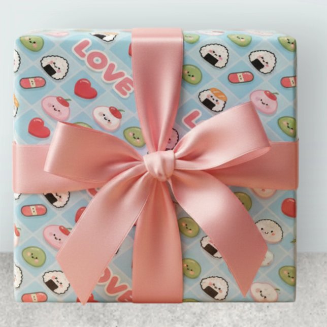 Kawaii Sushi Mochi Mat LOVE Mönster Presentpapper (Skapare uppladdad)
