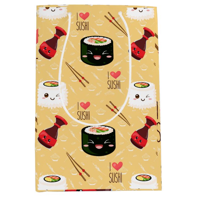 Kawaii Sushi Mönster Light Gult (Framsidan)