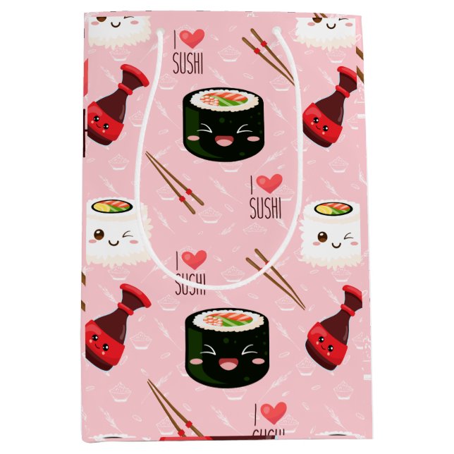 Kawaii Sushi Mönster Ljus rosa (Framsidan)