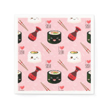Kawaii Sushi Mönster Ljus rosa