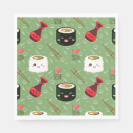 Kawaii Sushi Mönster Pappersservett