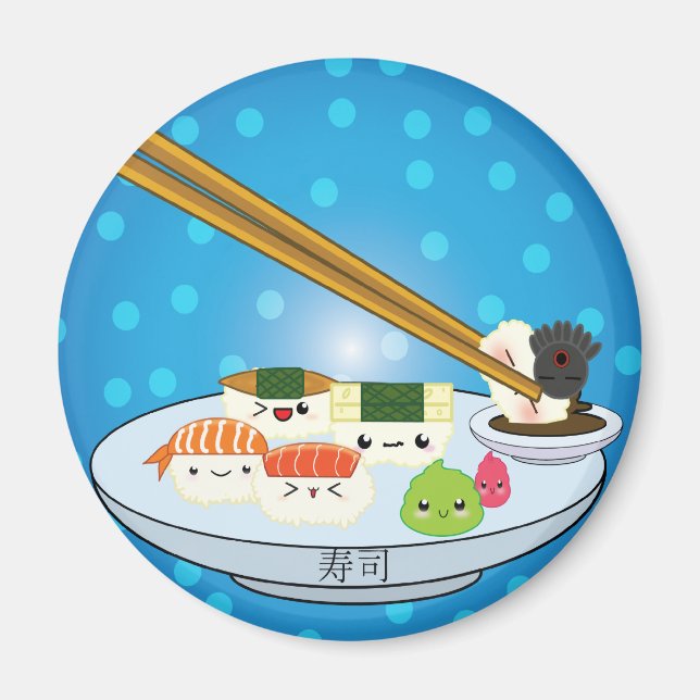 Kawaii Sushi Platter Magnet (Framsidan)