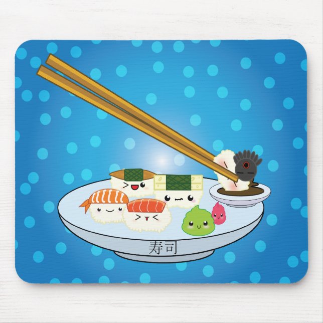 Kawaii Sushi Platter Mouse Pad Musmatta (Framsidan)