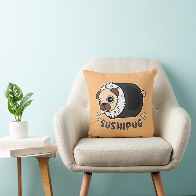 Kawaii Sushi Pug Mashup Rolig hund Älskare Gift Kudde (Stol)