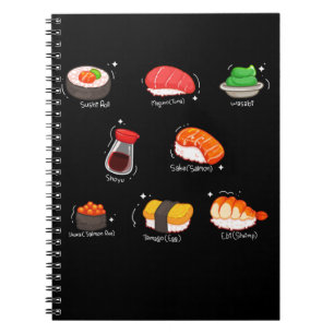 Kawaii Sushi Roll Wasabi Maguro Japansk mat Anteckningsbok