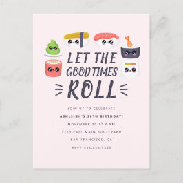 Kawaii Sushi Rolls Födelsedagsfest Inbjudan Vykort