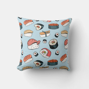 Kawaii Sushi Rolls Mönster Kudde