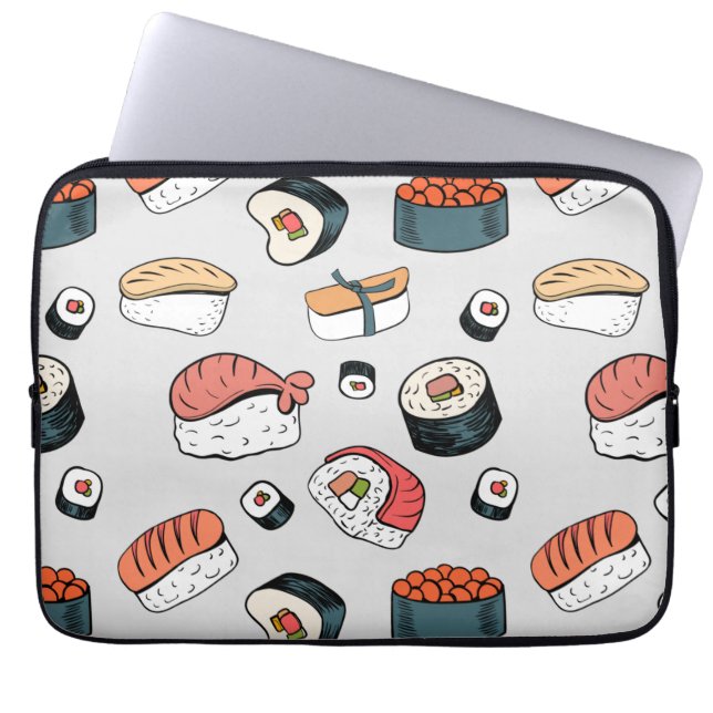  Kawaii Sushi Rolls Mönster Slip-on Sneakers Laptop Fodral (Framsidan)