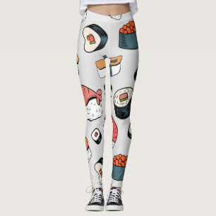 Kawaii Sushi Rolls Mönster Slip-on Sneakers Leggings