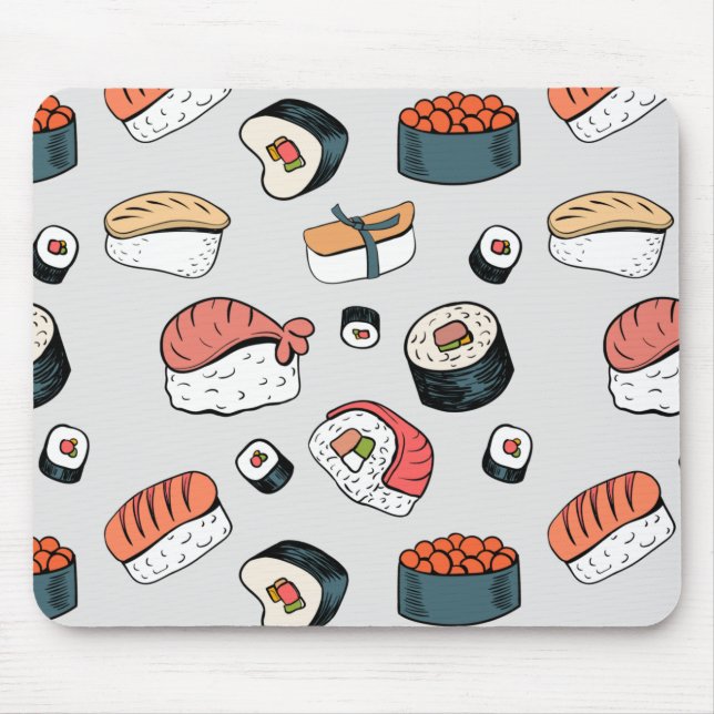 Kawaii Sushi Rolls Mönster Slip-on Sneakers Musmatta (Framsidan)