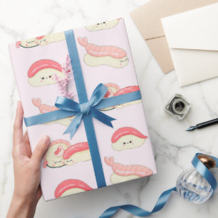 kawaii sushi rolls, sushi mönster presentpapper