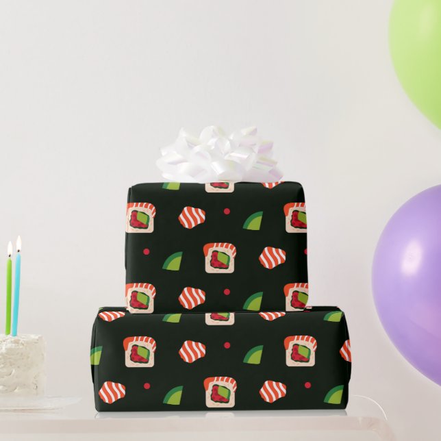 kawaii sushi rolls, sushi mönster presentpapper (Festgåvor)