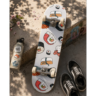 Kawaii Sushi-rullar Mönster Slip-On Sneakers Mini Skateboard Bräda 18,5 Cm