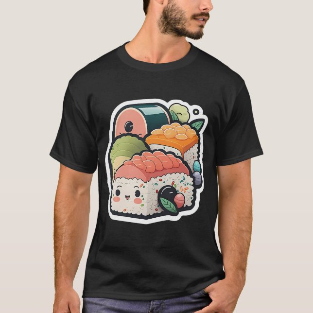 Kawaii Sushi-rulle vänner T Shirt (Framsida)