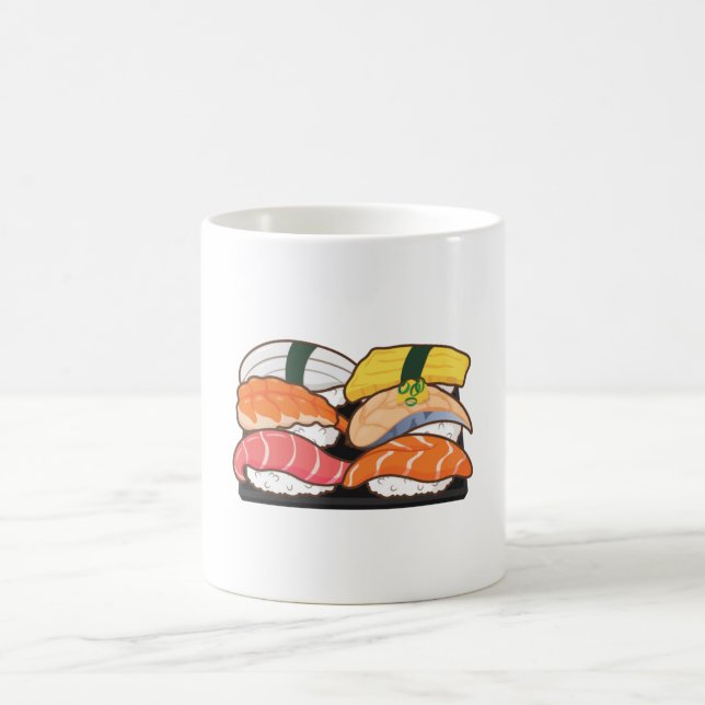 Kawaii Sushi Set - Salmon Tuna Egg Shrimp Kaffemugg (Center)