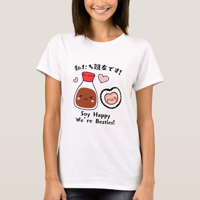 Kawaii Sushi & Soy Sauce Besties T Shirt (Framsida)