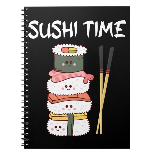 Kawaii Sushi Time Anime Cute Japansk mat Anteckningsbok (Framsidan)