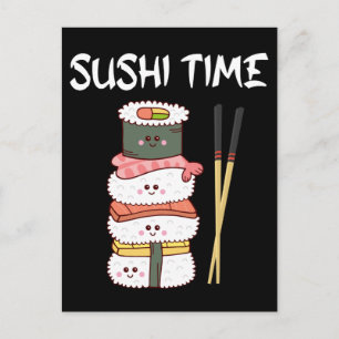 Kawaii Sushi Time Anime Cute Japansk mat Vykort