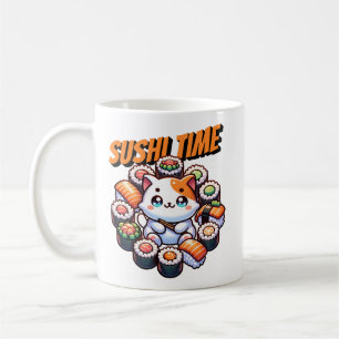 Kawaii Sushi Time Cat Kaffemugg