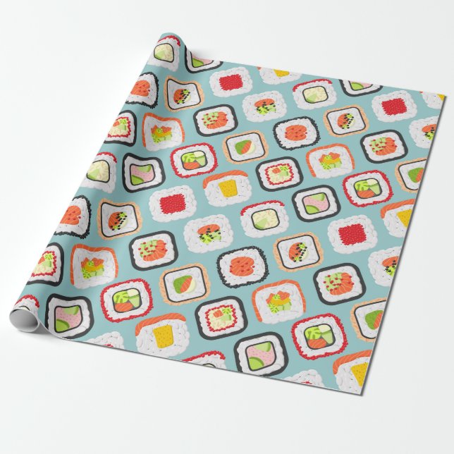 Kawaii Sushi Wrapping Papper Presentpapper (Utrullad)