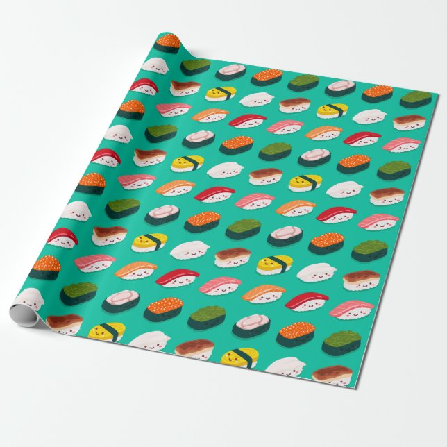 Kawaii Sushi Wrapping Papper Presentpapper (Utrullad)