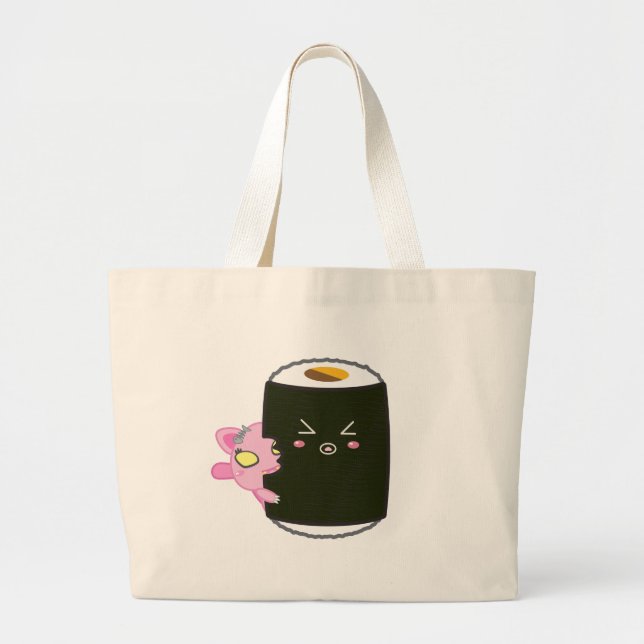 Kawaii Sushirulle med Nadel katten Jumbo Tygkasse (Framsidan)