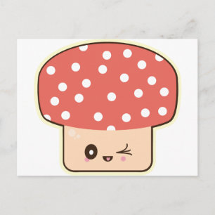 Kawaii Svamp, söt flugsvamp röd vit prick Vykort