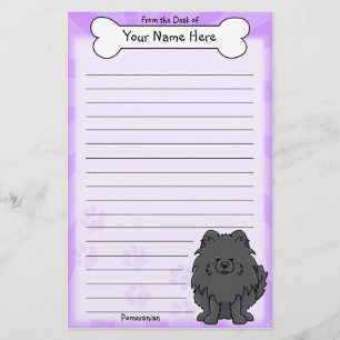 Kawaii svart Pomeranian brevpapper