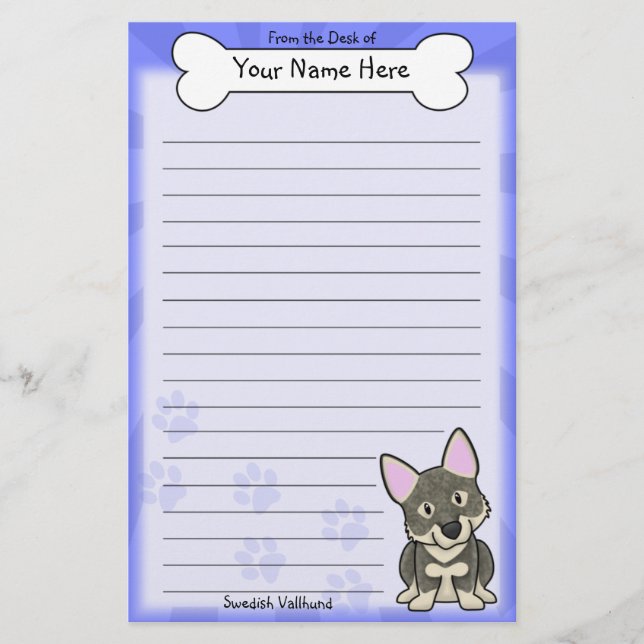 Kawaii svensk Vallhund brevpapper (Framsida)