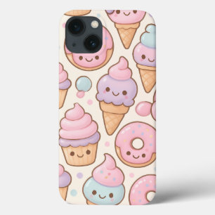 Kawaii Sweet Treats Mönster - Smilande Muffinsar