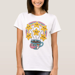 Kawaii T-Shirt - Cute Rainbow Kopp med stjärnor