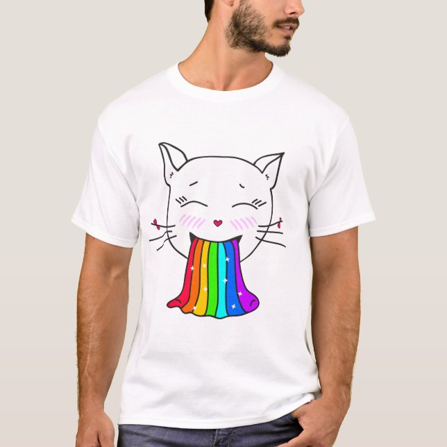 Kawaii T-shirt. Trendigets anpassade leende söt ka T Shirt (Framsida)