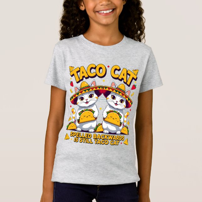 Kawaii Taco Cat Palindrome Fiesta Art T Shirt (Framsida)